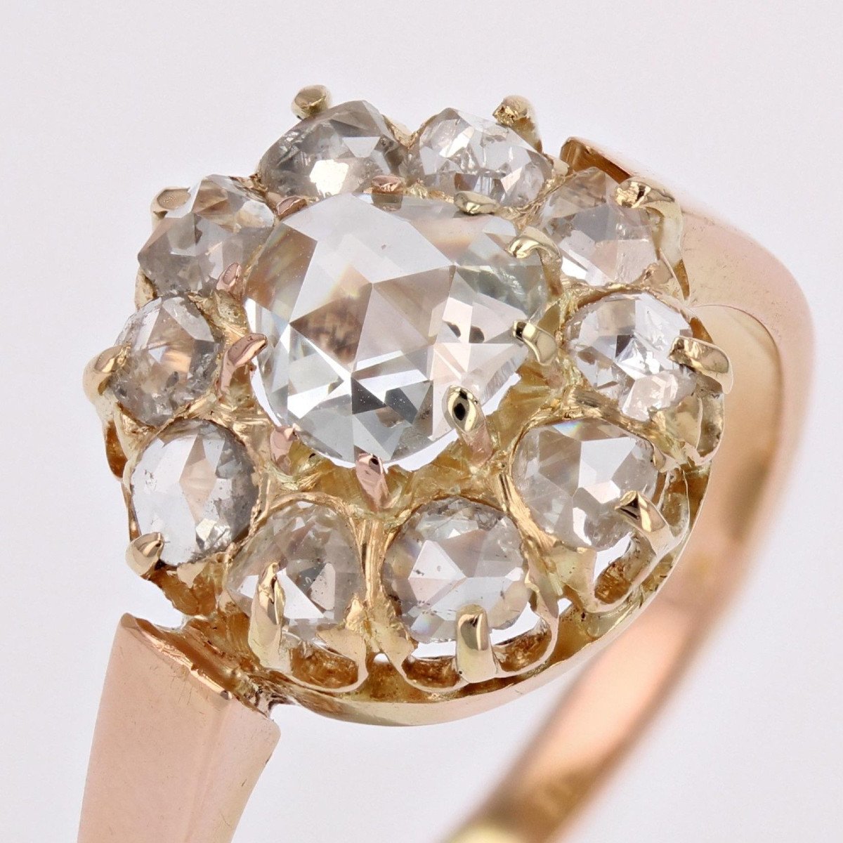 Antique Rose Cut Diamond Marguerite Ring-photo-6