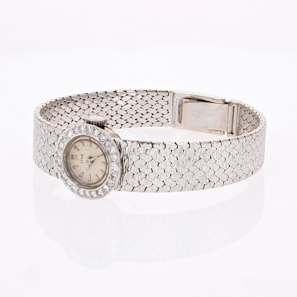 Montre Or Blanc Diamants De Dame Star-photo-4