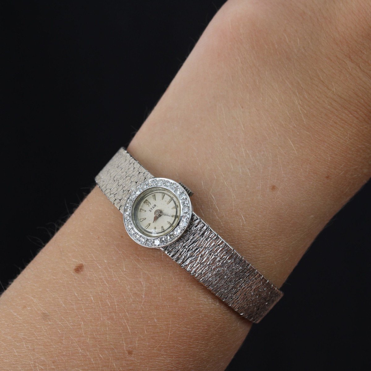 Montre Or Blanc Diamants De Dame Star-photo-2