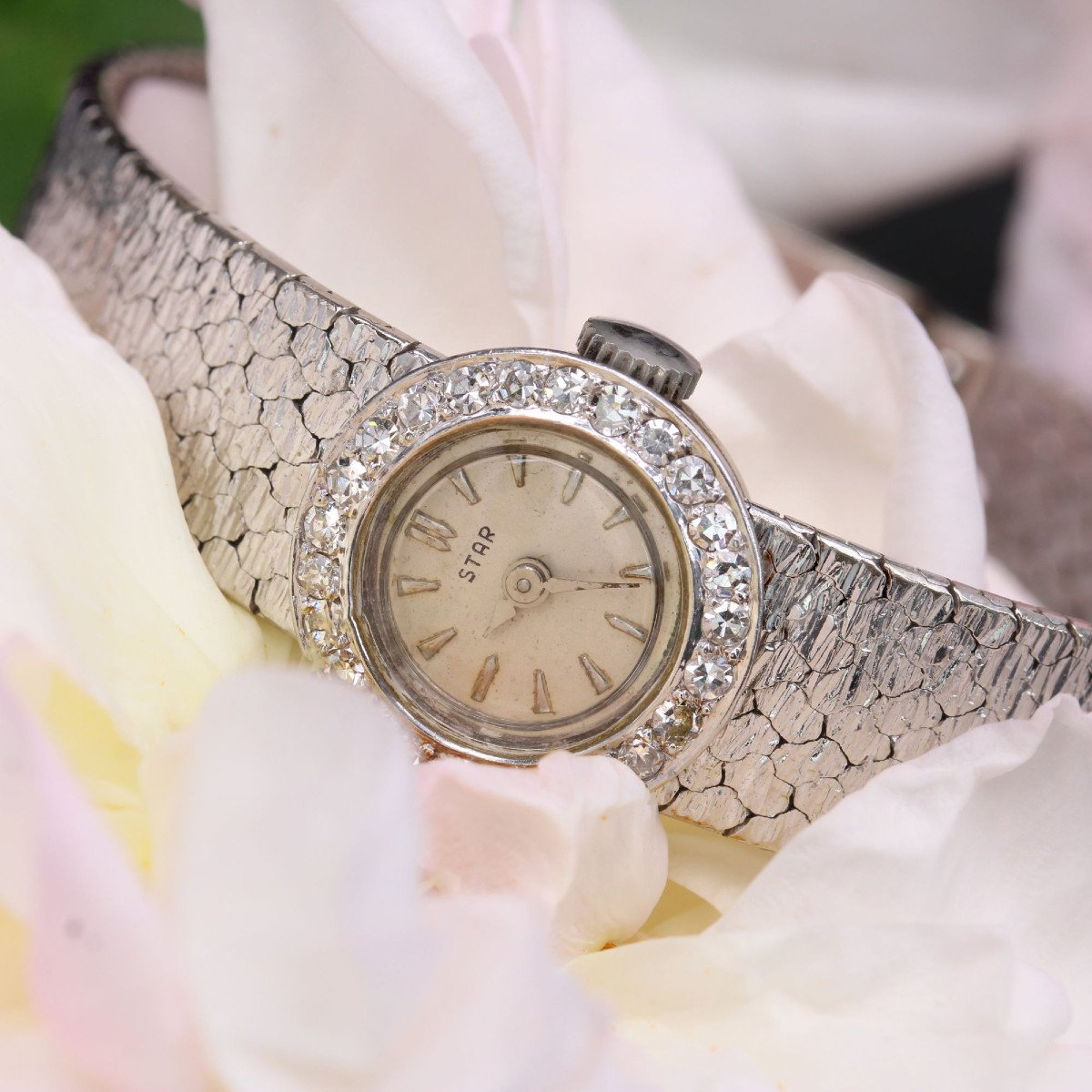 Montre Or Blanc Diamants De Dame Star-photo-3