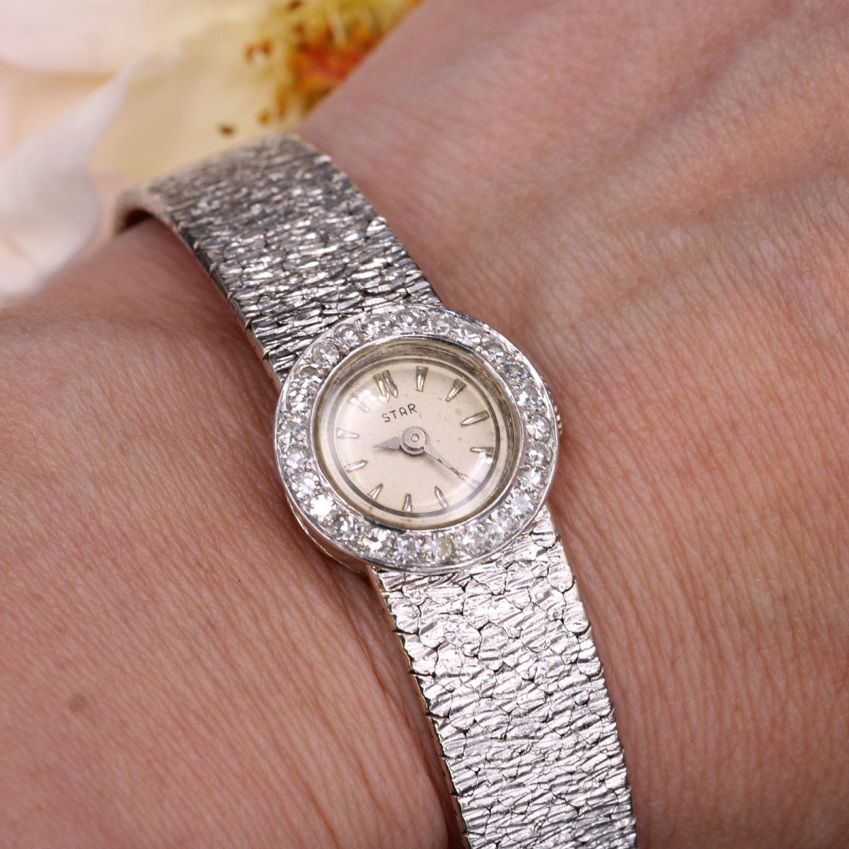 Montre Or Blanc Diamants De Dame Star-photo-4