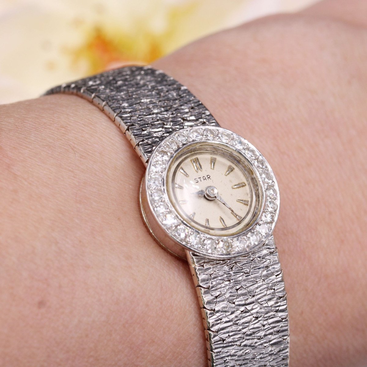 Montre Or Blanc Diamants De Dame Star-photo-5