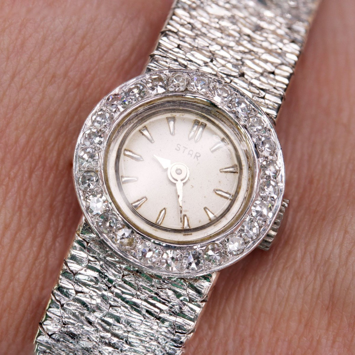 Montre Or Blanc Diamants De Dame Star-photo-6