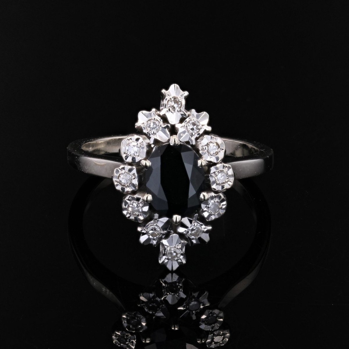 Marquise Sapphire Diamond Ring White Gold-photo-1