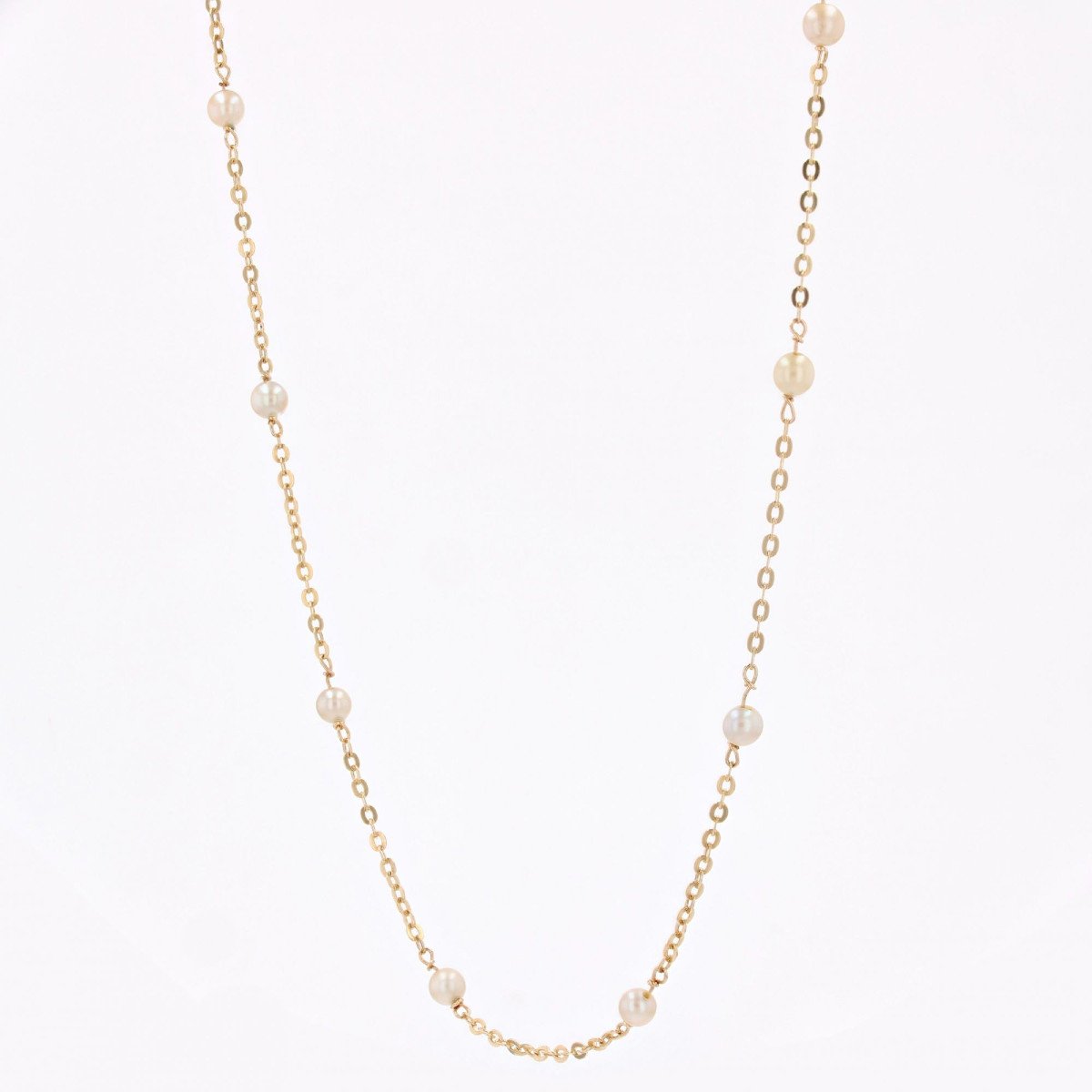 Yellow Gold Chain And Cultured Pearls-photo-1