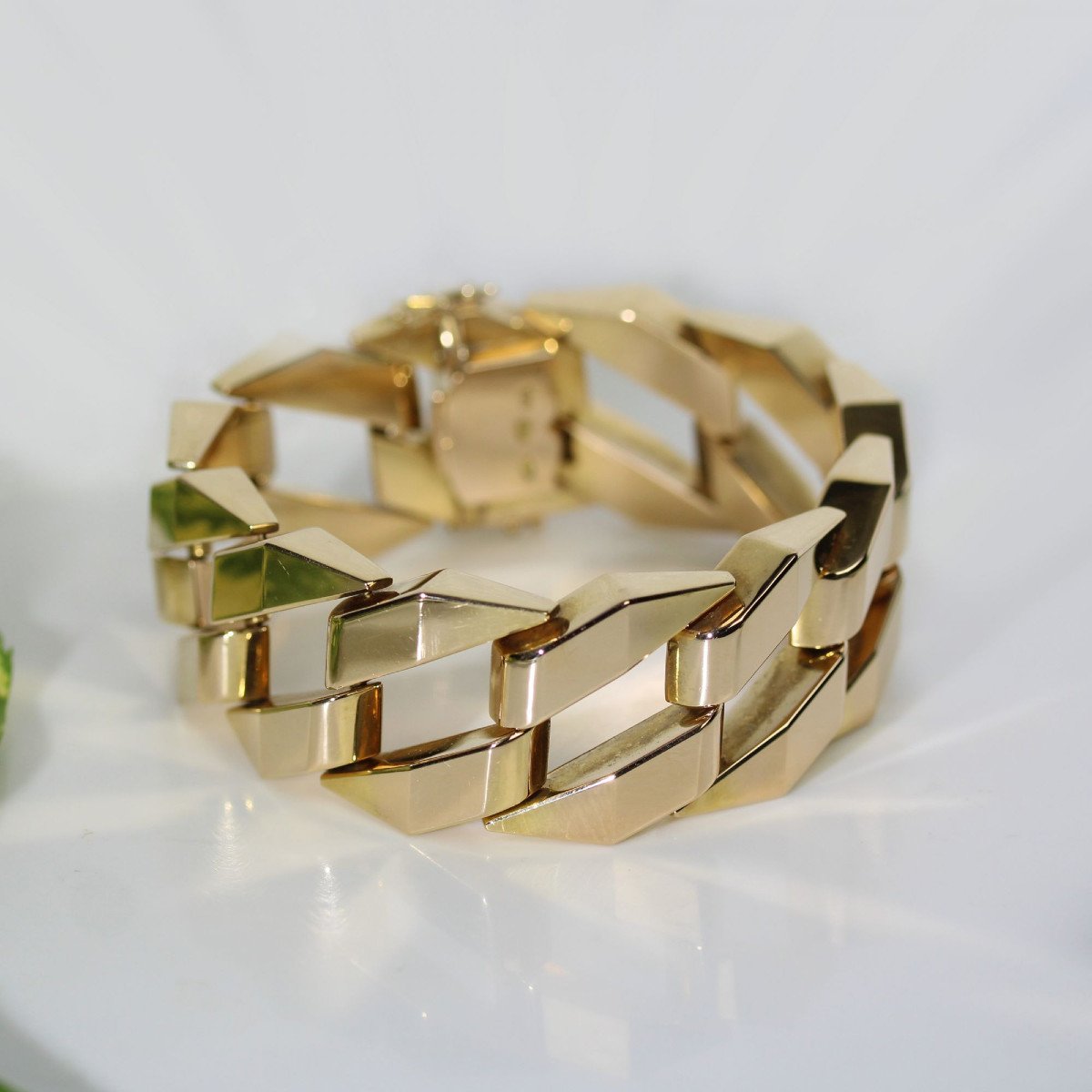 Bracelet Gourmette Géométrique En Or-photo-3