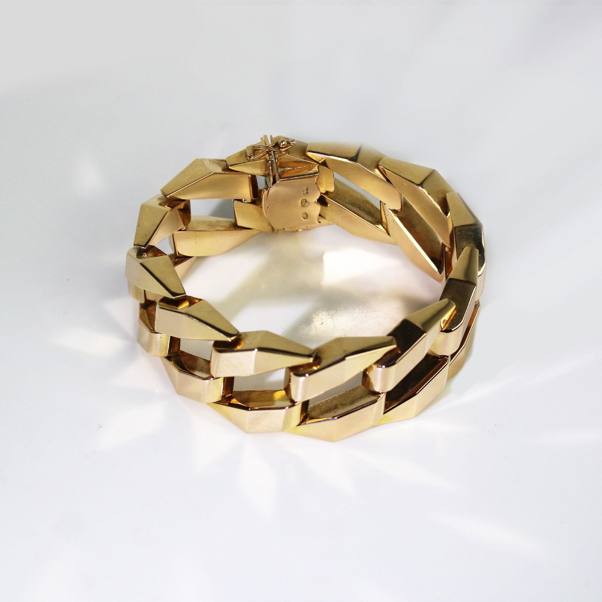 Bracelet Gourmette Géométrique En Or-photo-3