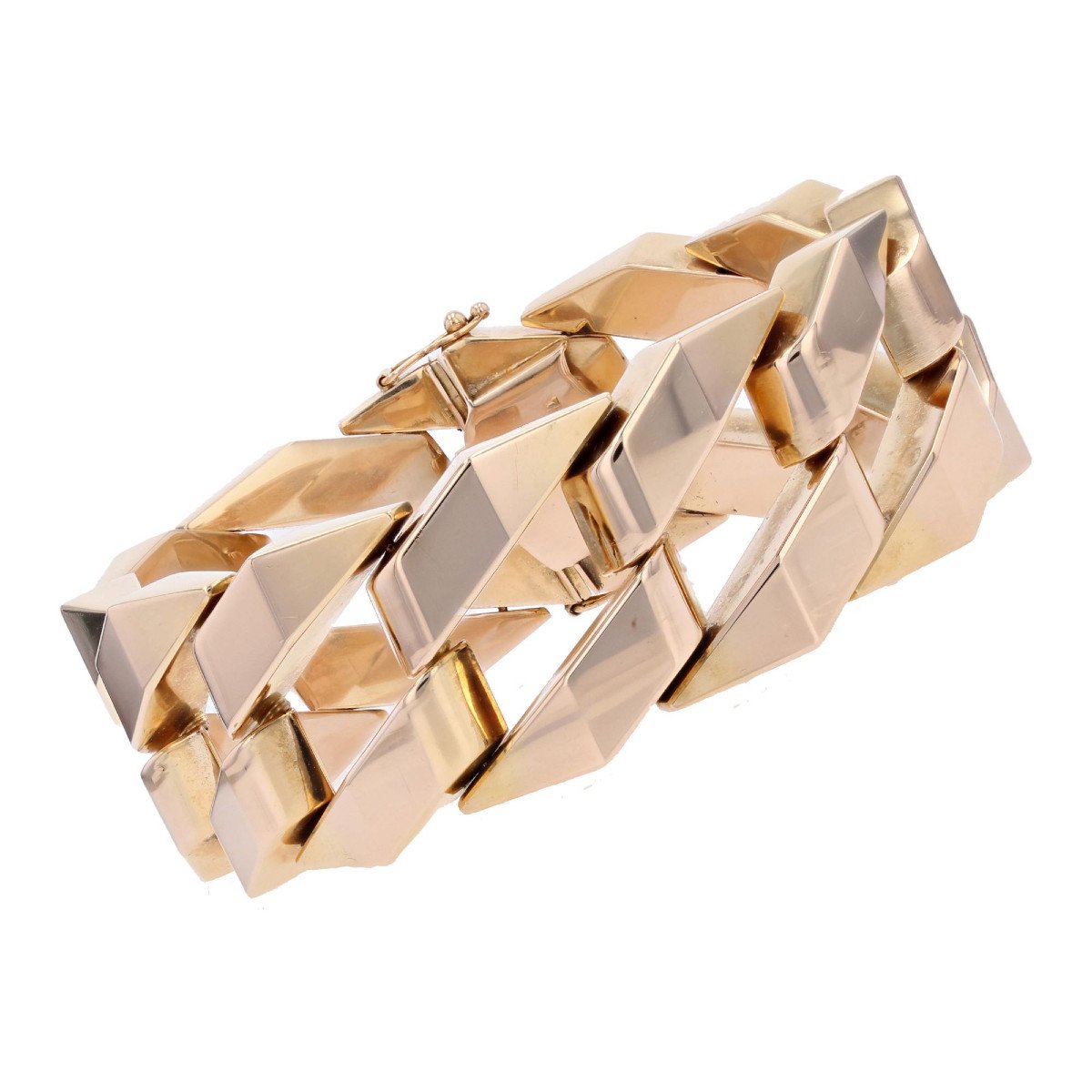 Bracelet Gourmette Géométrique En Or