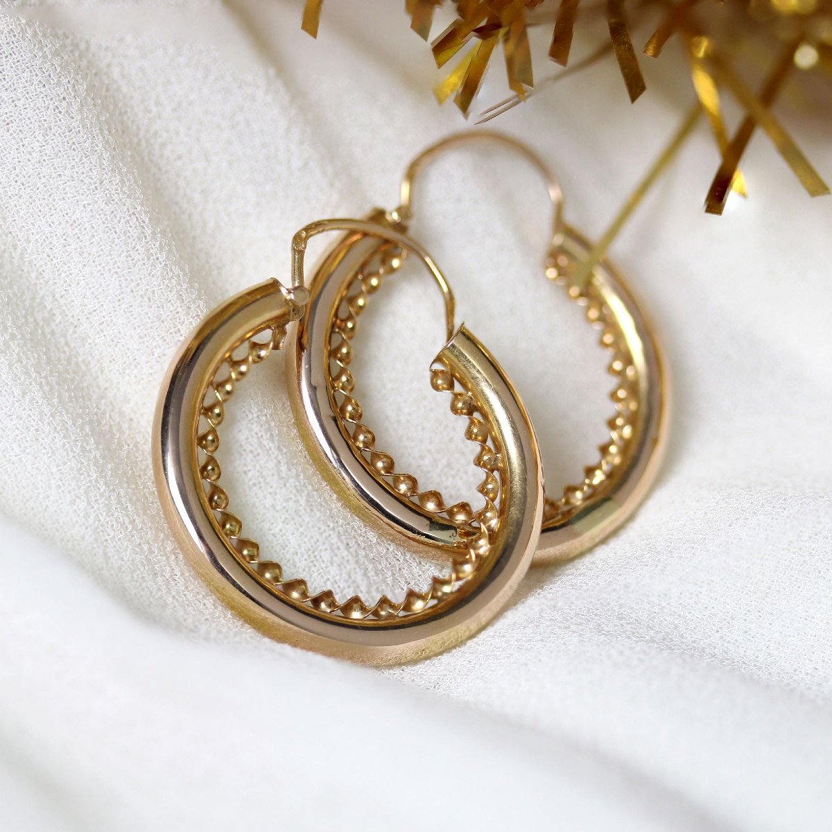 Boucles D’oreilles Créoles Or Rose-photo-3