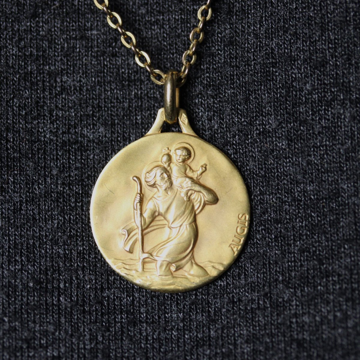 Médaille Or Jaune Saint Christophe Signée Augis-photo-6