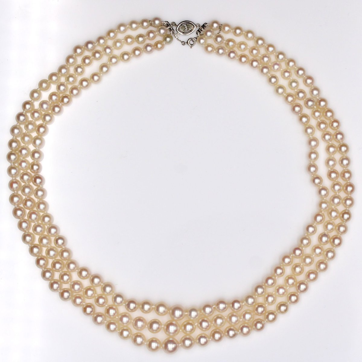 3-row Drop Cultured Pearl Necklace-photo-3