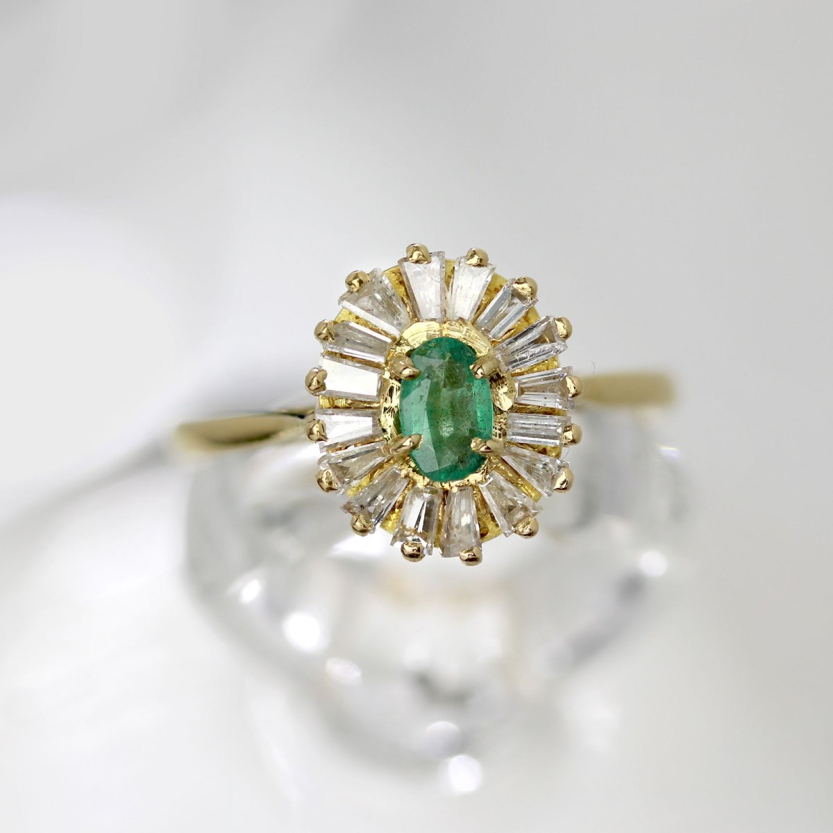 Bague Occasion émeraude Et Diamants Trapèze-photo-3