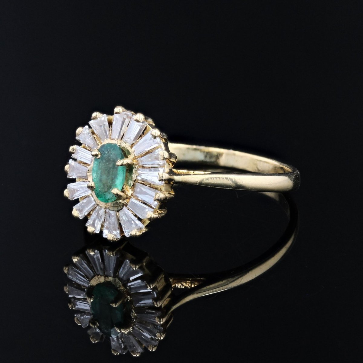Bague Occasion émeraude Et Diamants Trapèze-photo-3
