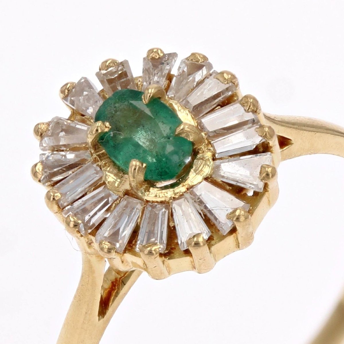 Bague Occasion émeraude Et Diamants Trapèze-photo-5