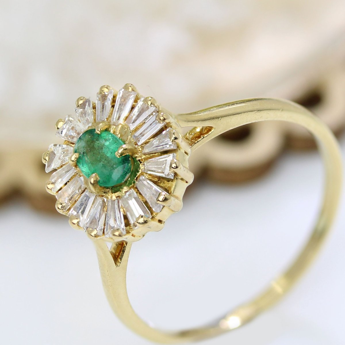 Bague Occasion émeraude Et Diamants Trapèze-photo-6