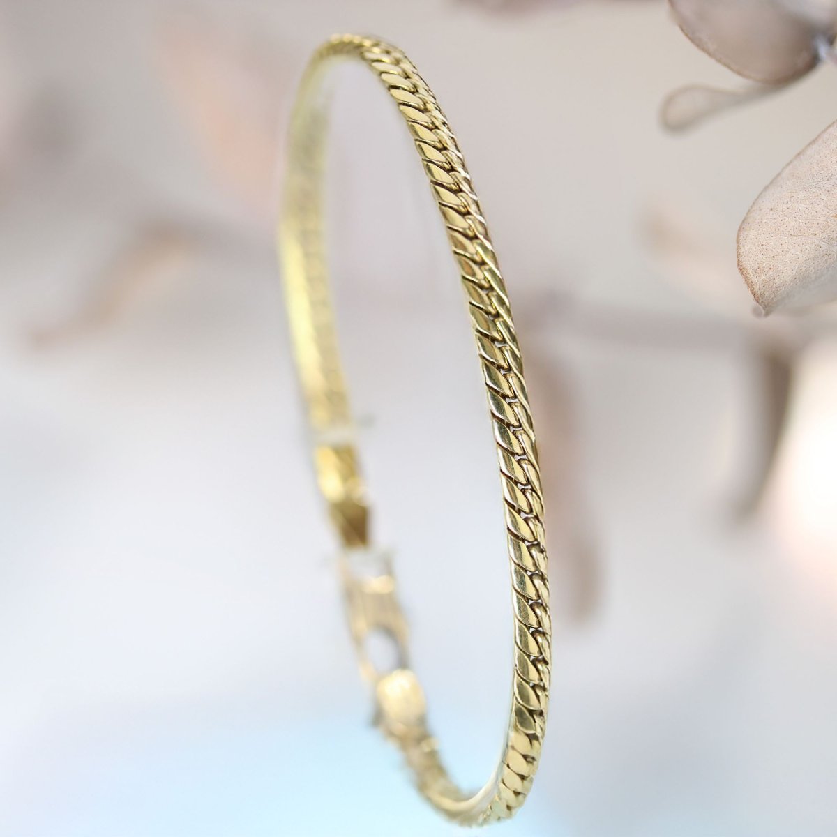 Bracelet En Or Occasion Gourmette Aplatie-photo-3
