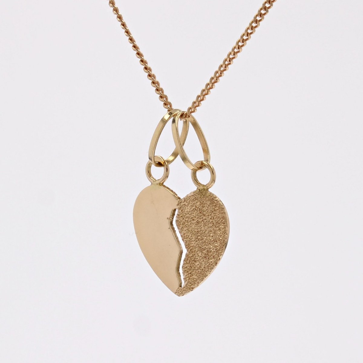 Pendentif Coeur Sécable En Or Et Sa Chaine-photo-1