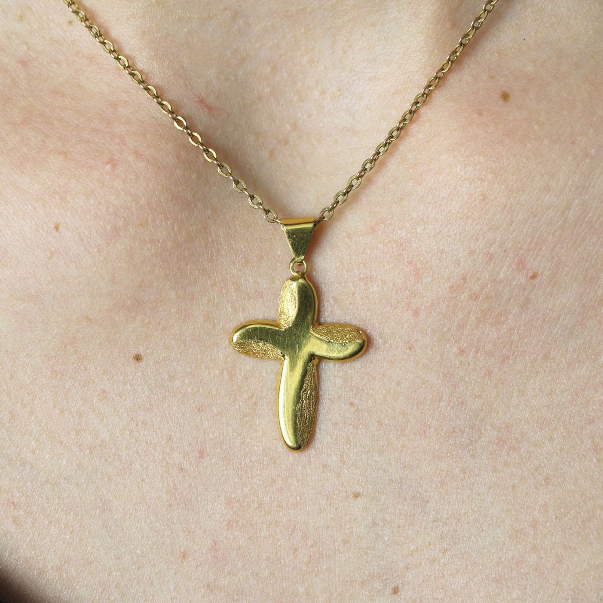 Croix Or Jaune Lisse Et Mat-photo-3