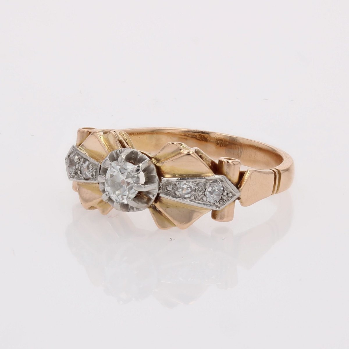 Antique Vintage Rose Gold And Diamond Ring-photo-4