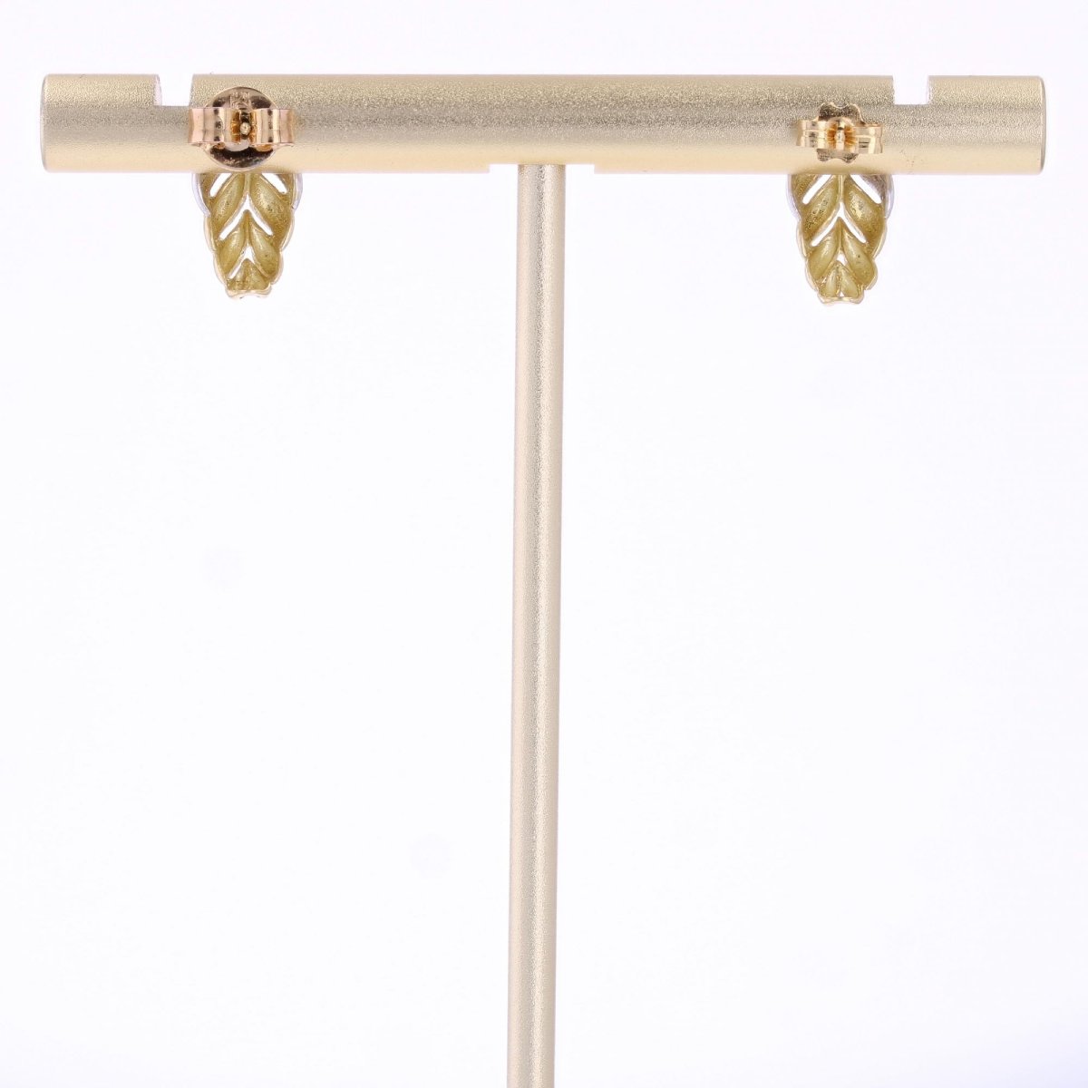 Boucles d'Oreilles Feuilles Diamants Or Jaune-photo-5