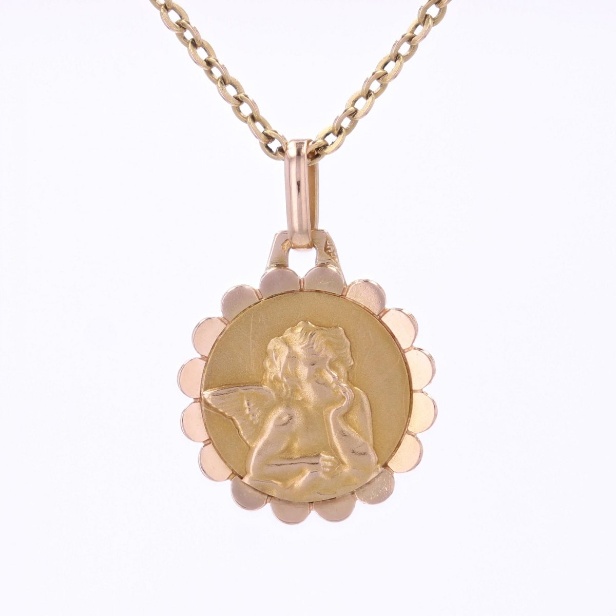 Antique Rose Gold Angel Medal-photo-4