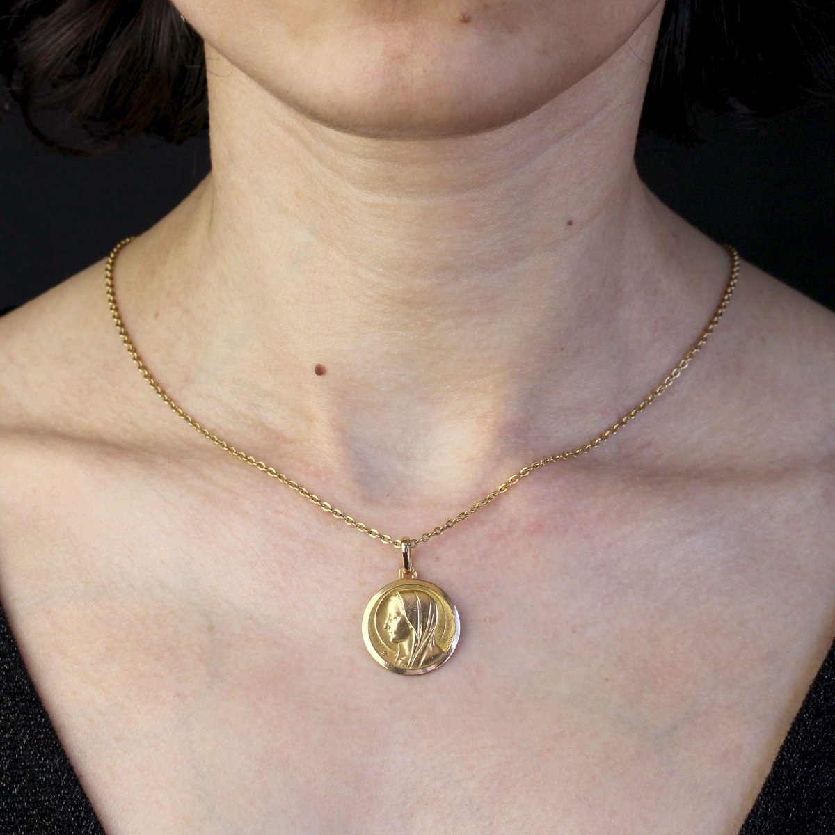 Médaille Vierge Or Rose Signée Grün-photo-2
