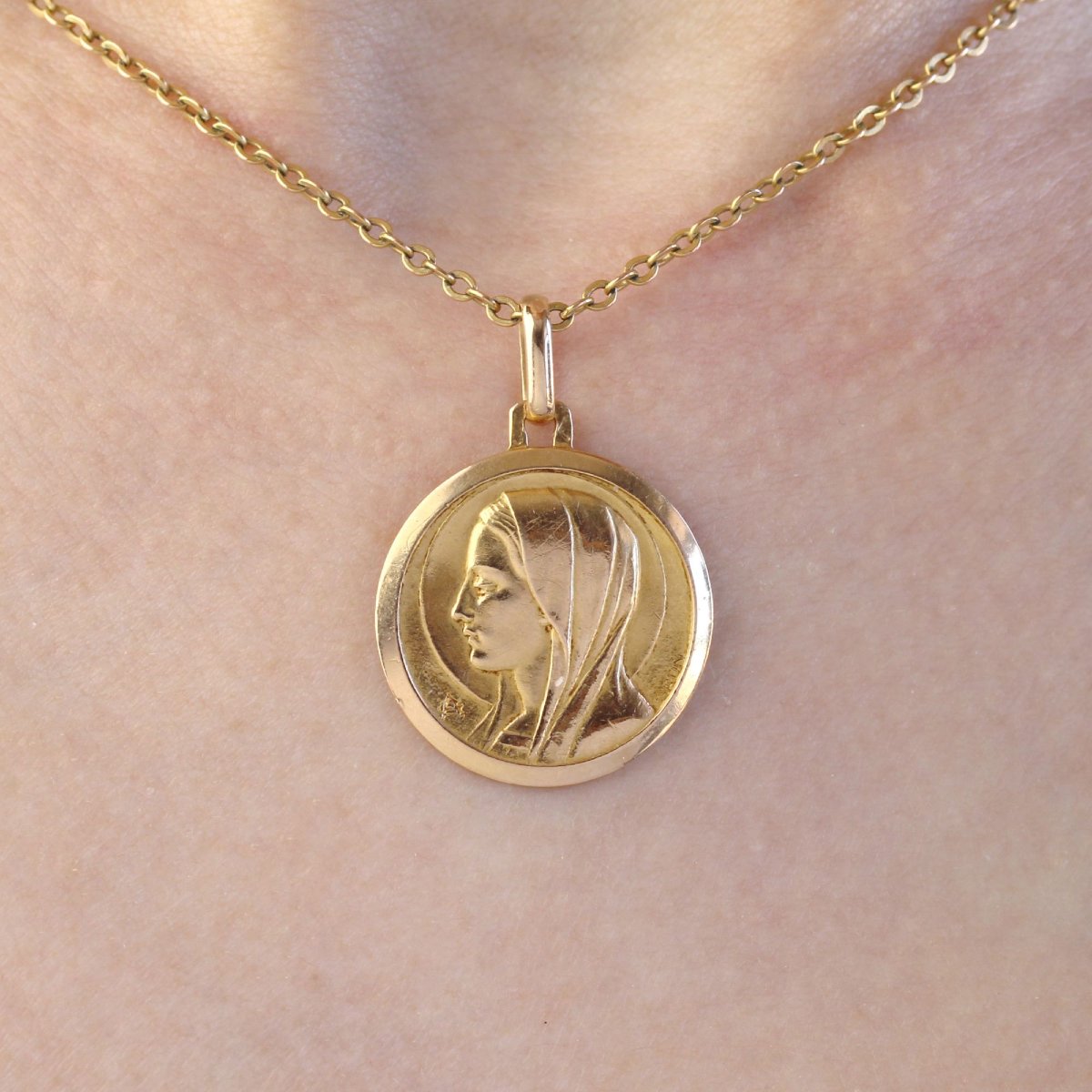 Médaille Vierge Or Rose Signée Grün-photo-3