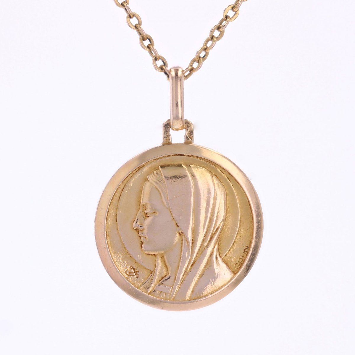 Médaille Vierge Or Rose Signée Grün-photo-5