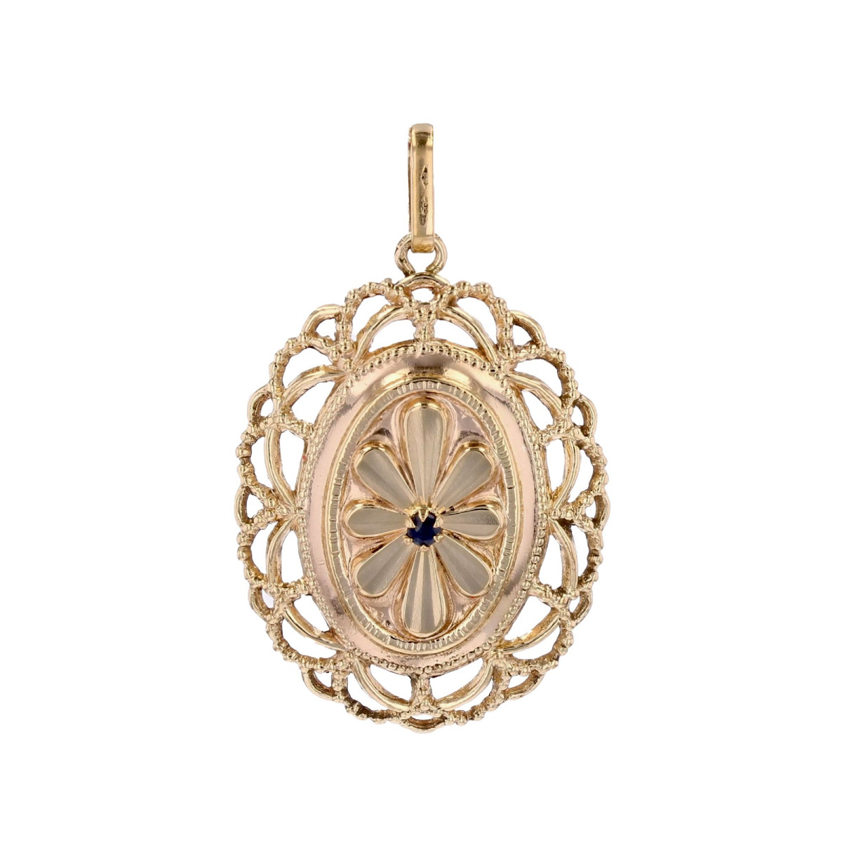 Retro Yellow Gold And Sapphire Pendant