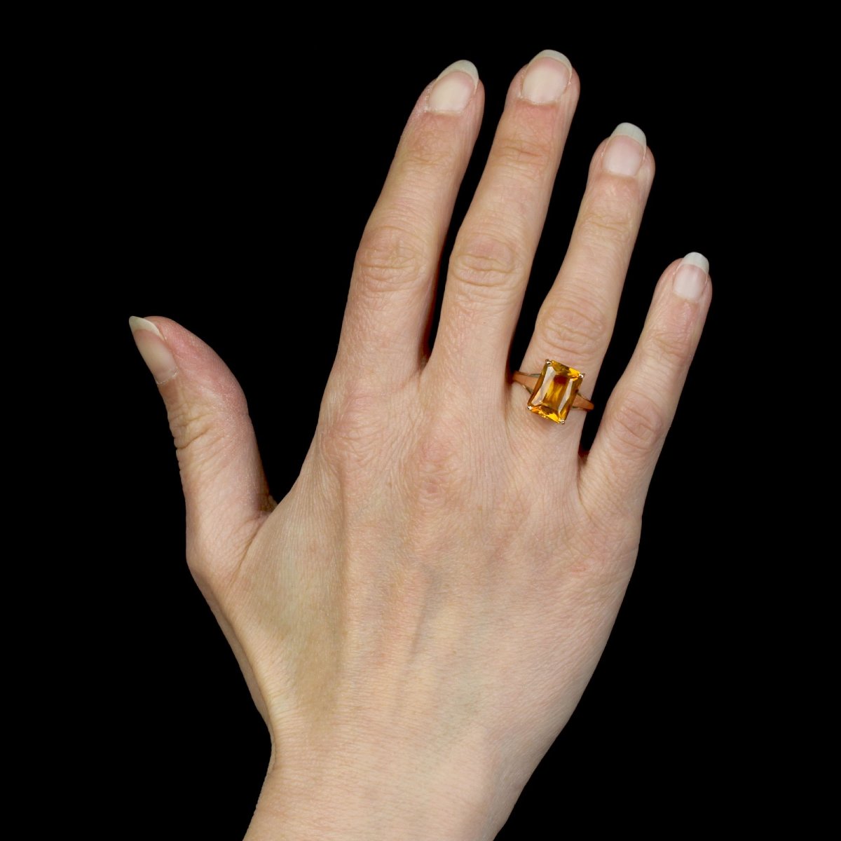 Bague vintage citrine or rose-photo-2