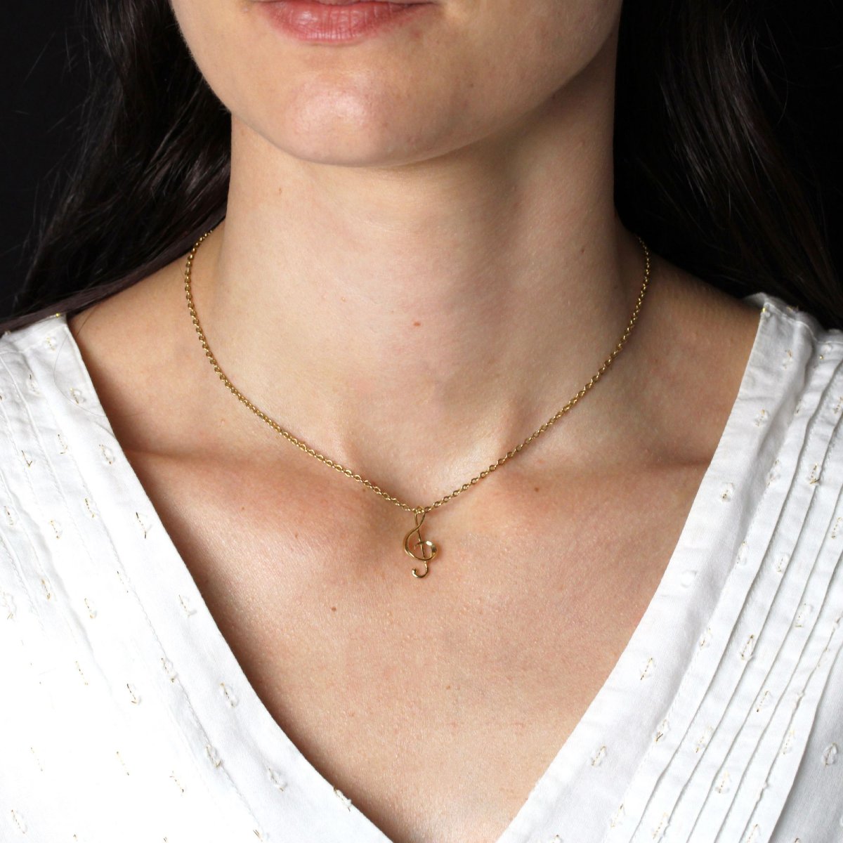 Yellow Gold Treble Clef Pendant-photo-2