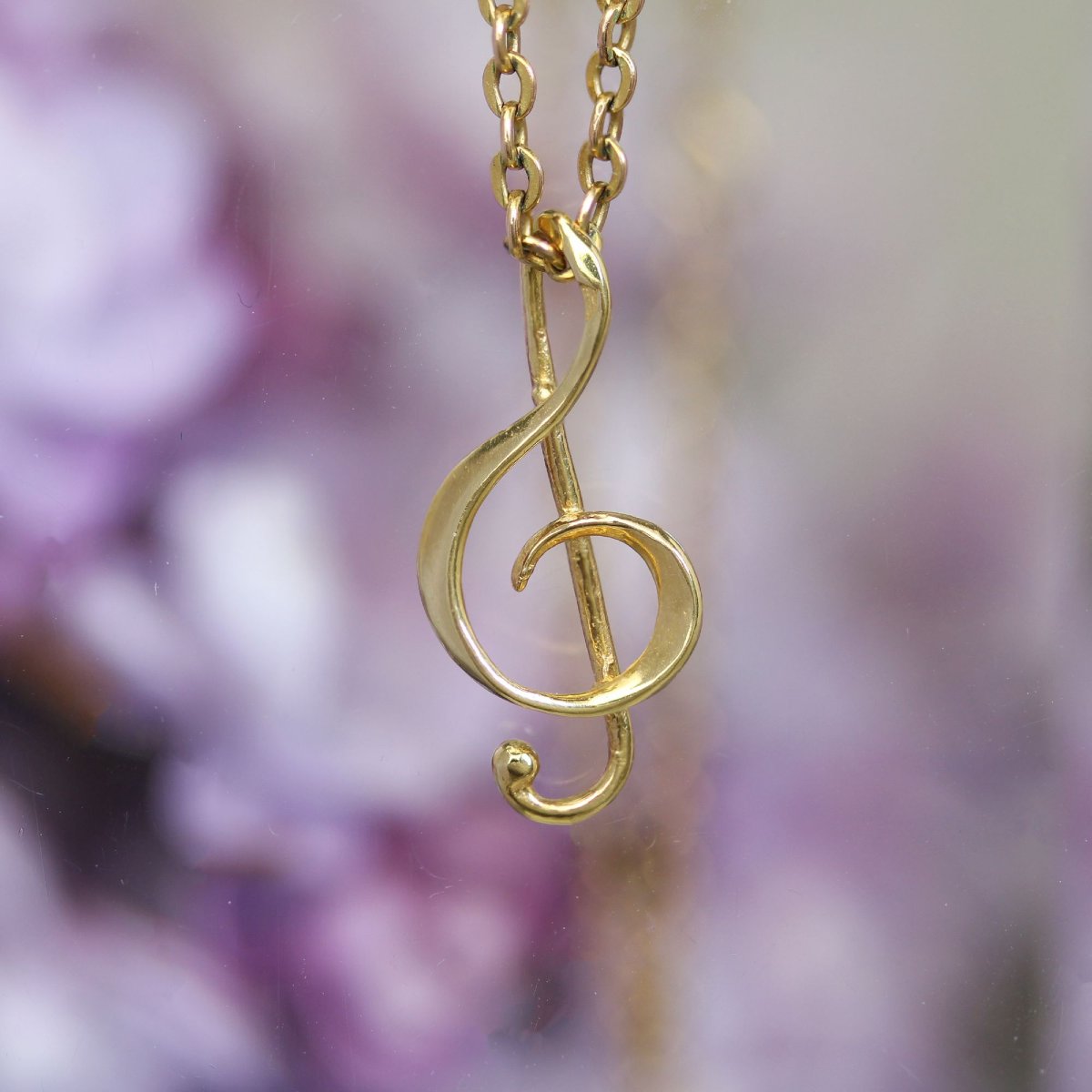 Yellow Gold Treble Clef Pendant-photo-4