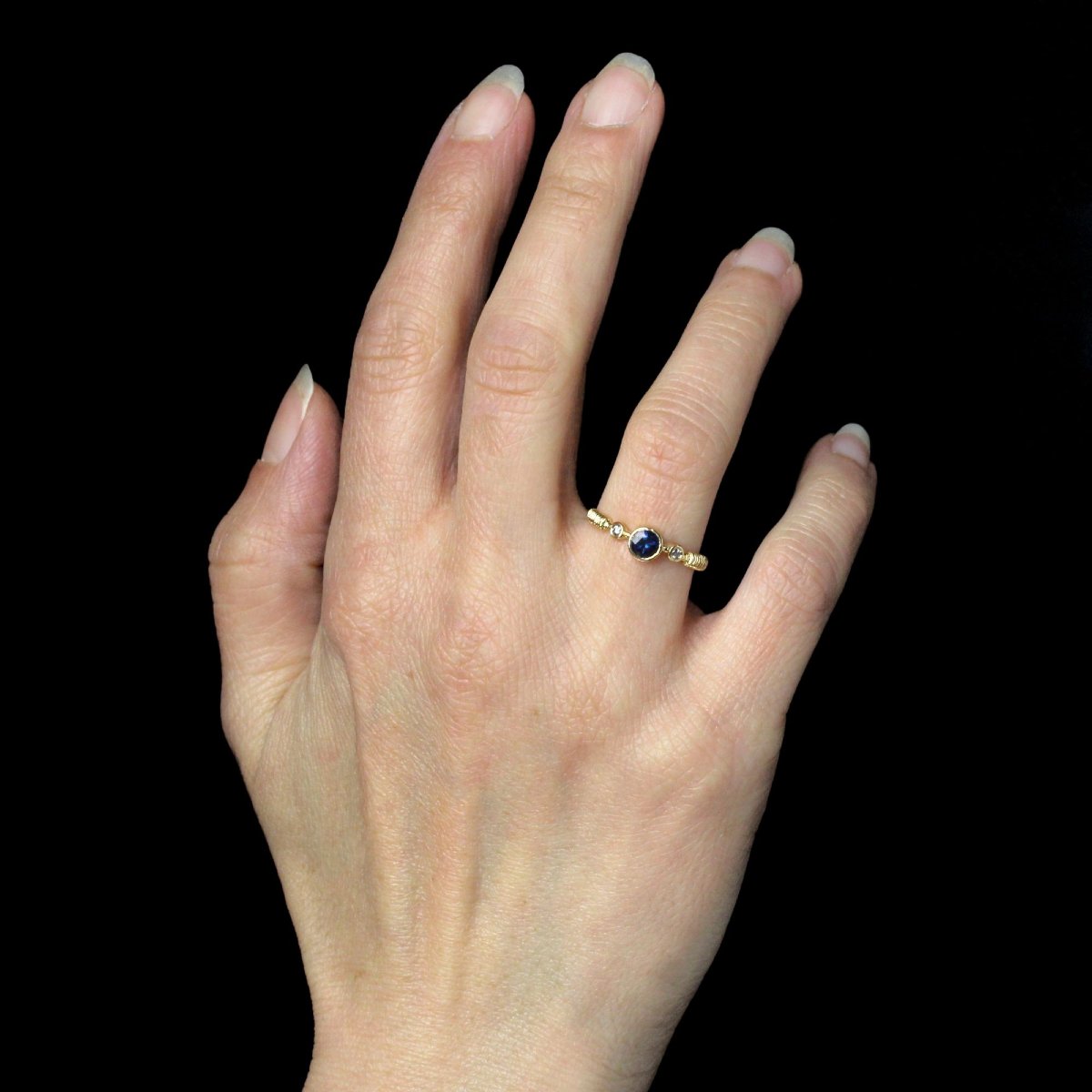 Yellow Gold Sapphire And Diamond Ring-photo-4