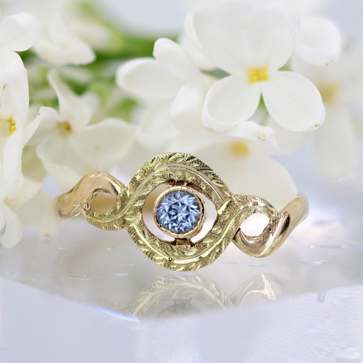 Antique Sapphire Tourbillon Ring-photo-3