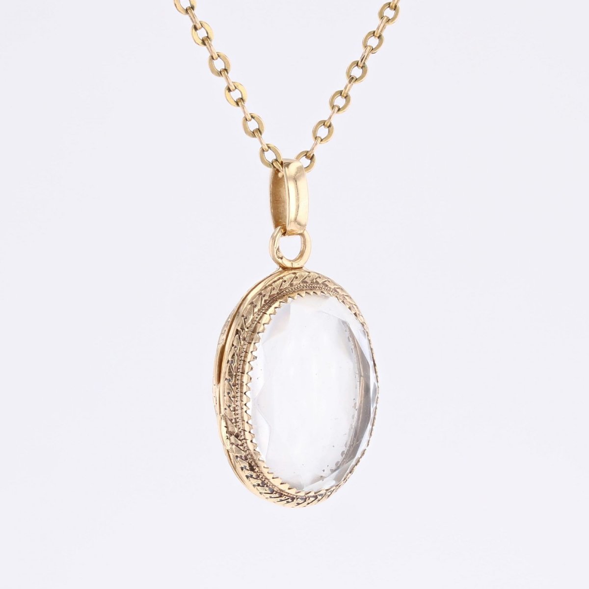 Antique Gold And Rock Crystal Souvenir Pendant-photo-2