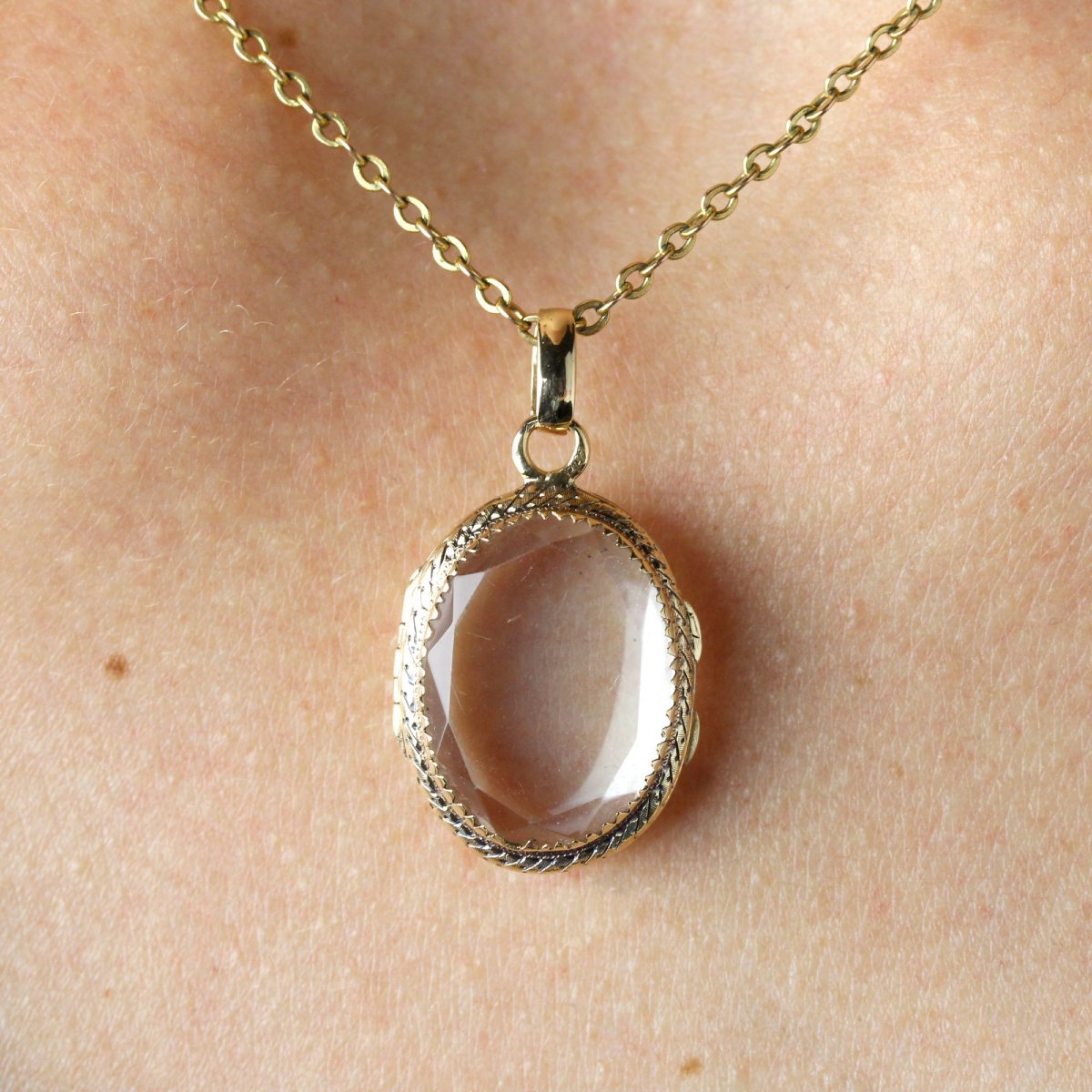 Antique Gold And Rock Crystal Souvenir Pendant-photo-4