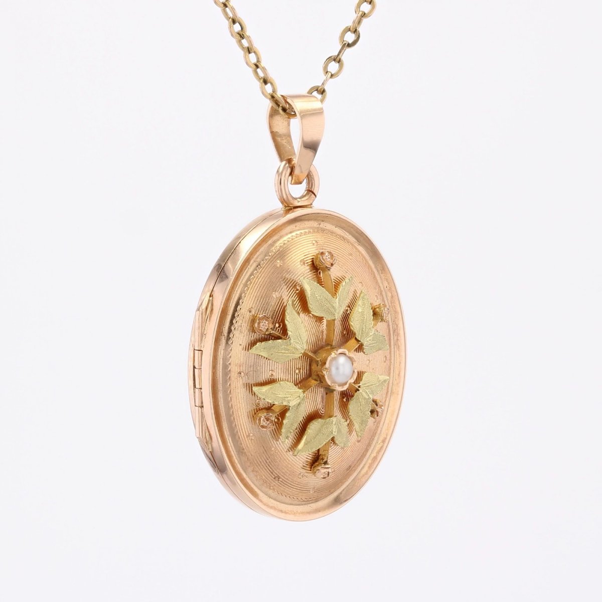 Antique Oval Pearl And 2 Gold Pendant-photo-1