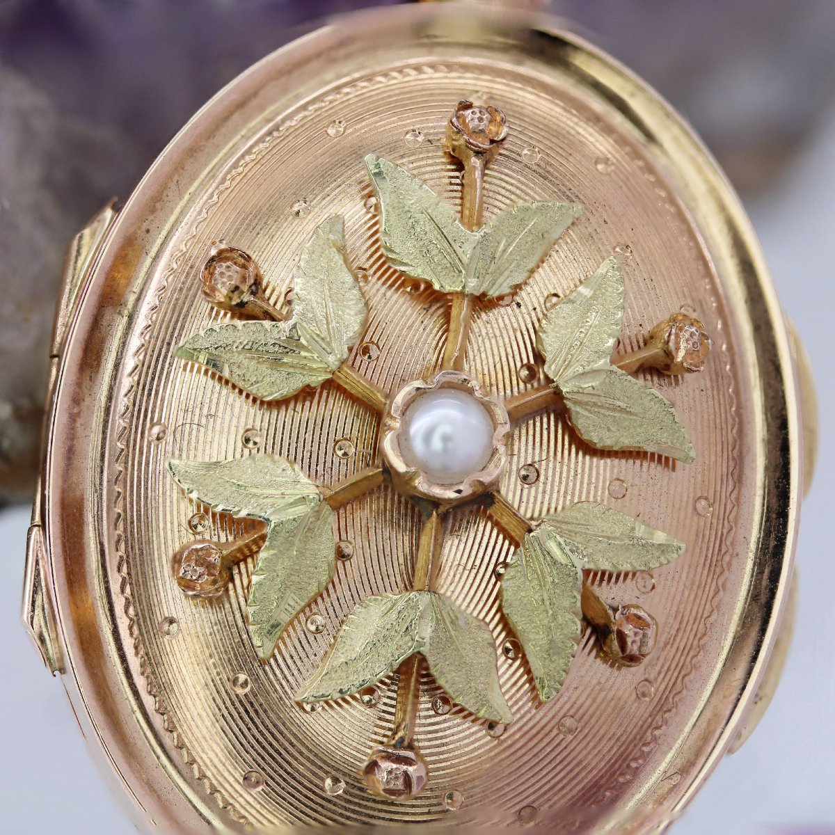 Antique Oval Pearl And 2 Gold Pendant-photo-4