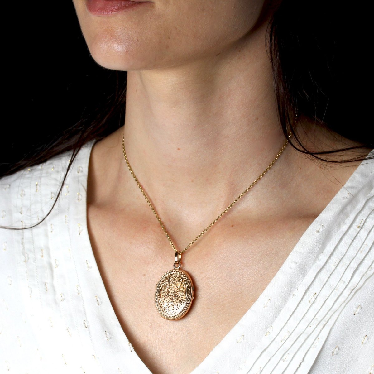 Antique Rose Gold Pierced Medallion Pendant-photo-2