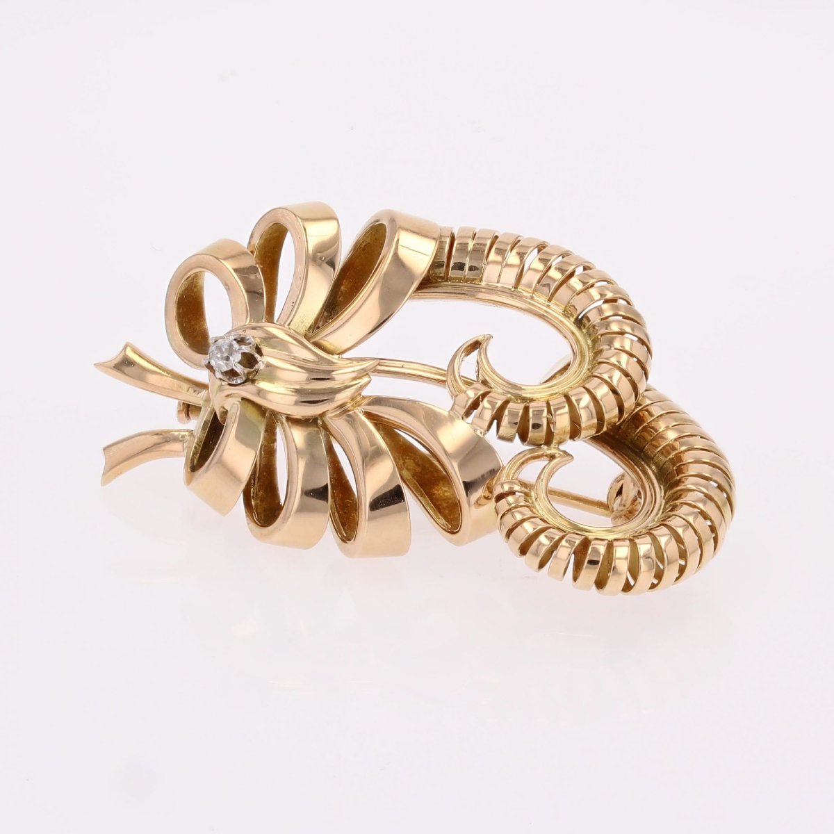 Retro Rose Gold Diamond Brooch-photo-4