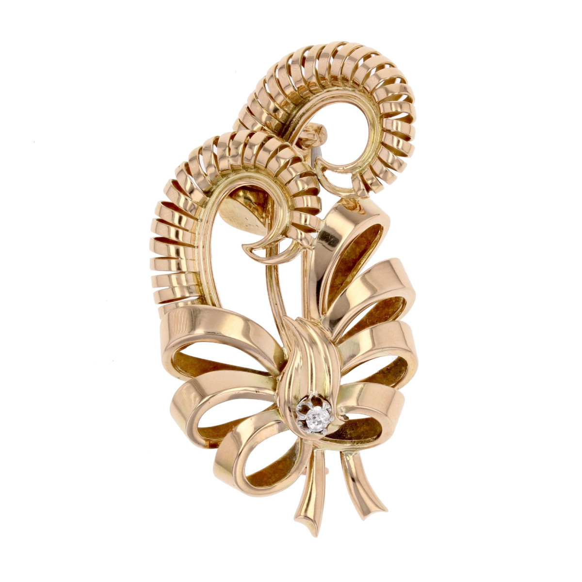 Retro Rose Gold Diamond Brooch