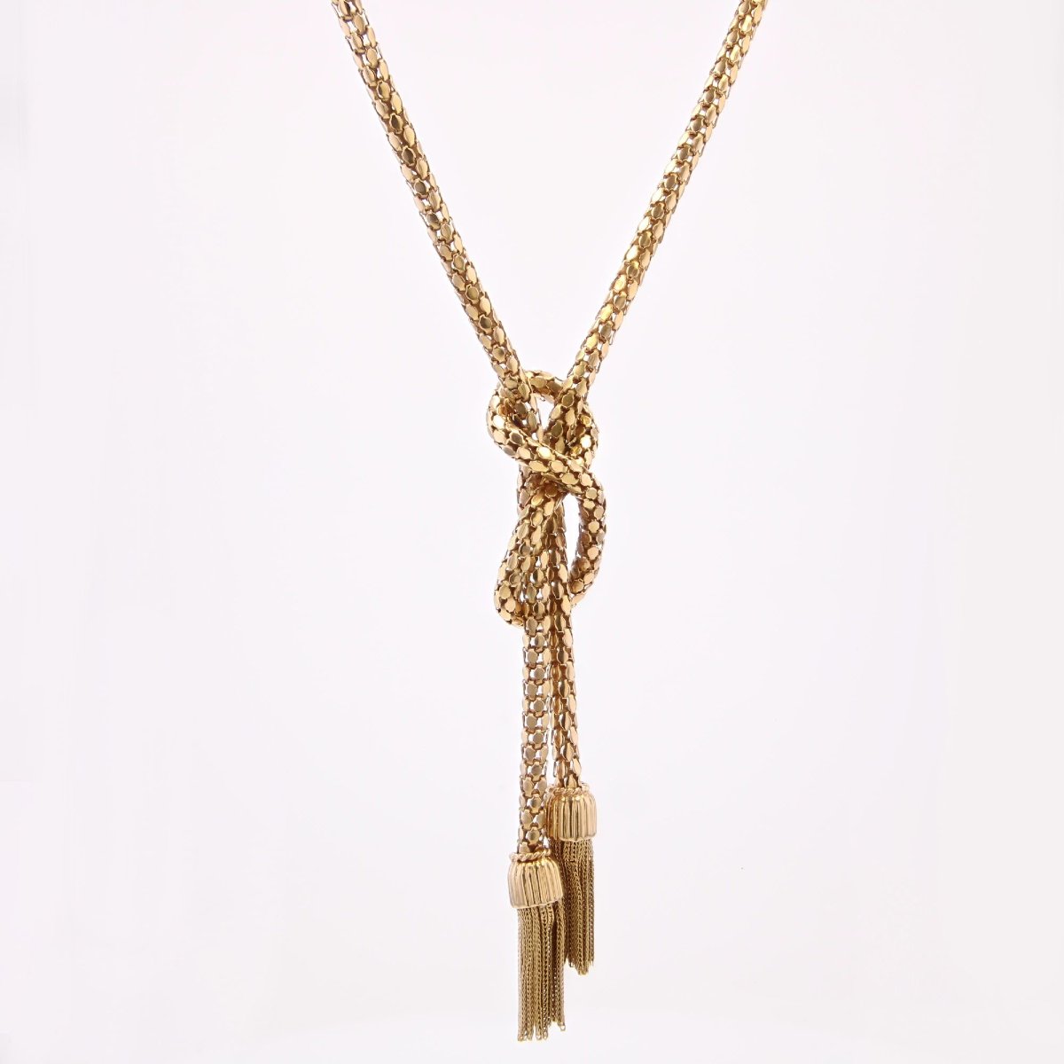 Collier en or maille orvet et ses pompons d'or-photo-1