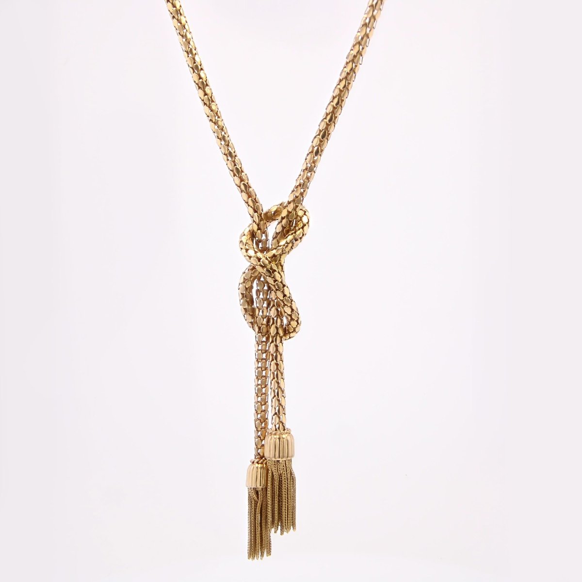 Collier en or maille orvet et ses pompons d'or-photo-2