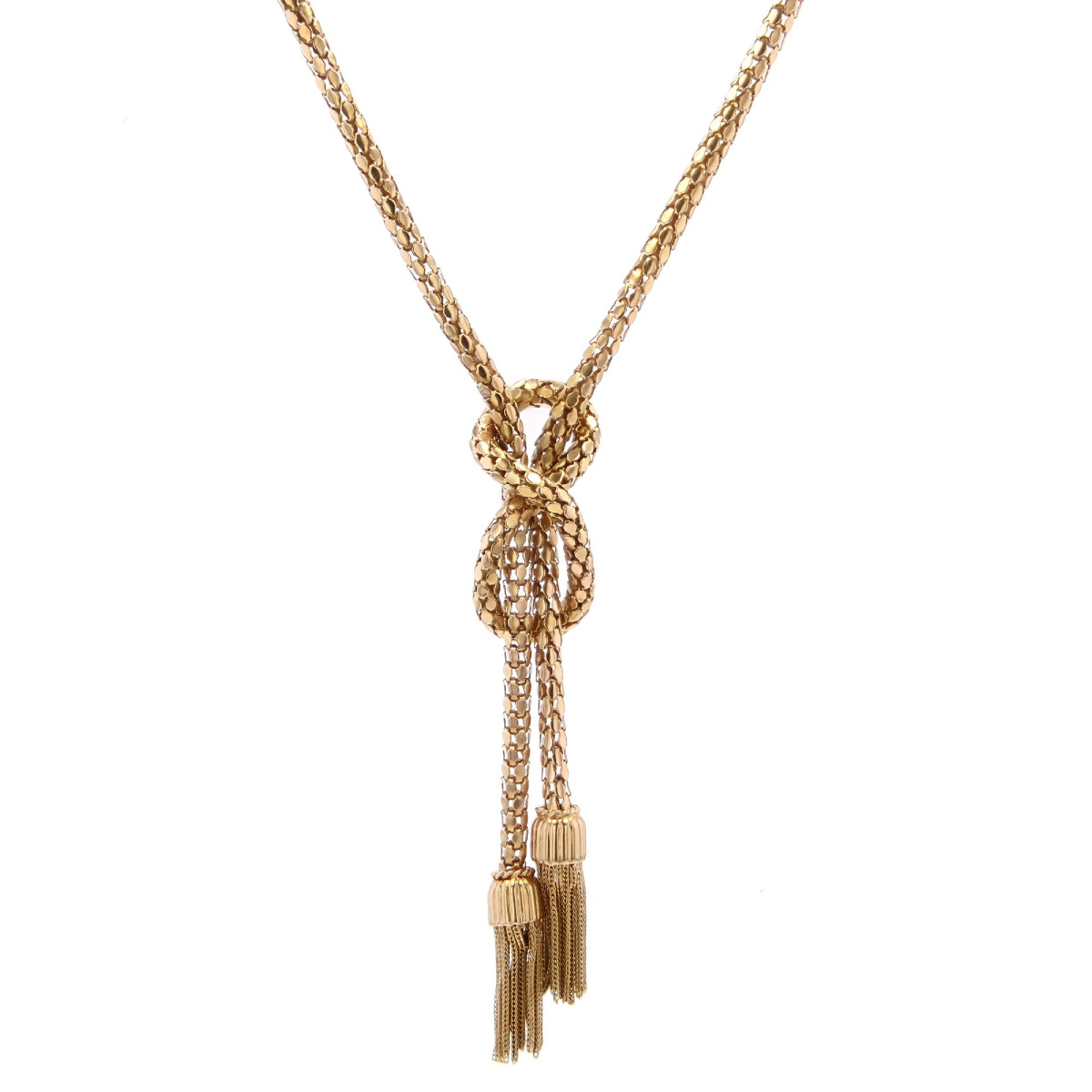 Collier en or maille orvet et ses pompons d'or