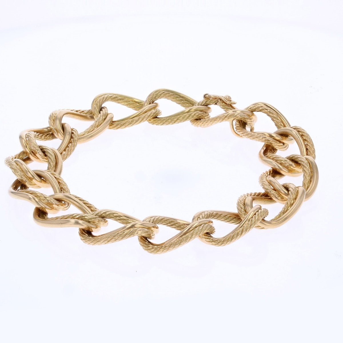 Double Curb Chain Bracelet In Yellow Gold-photo-4