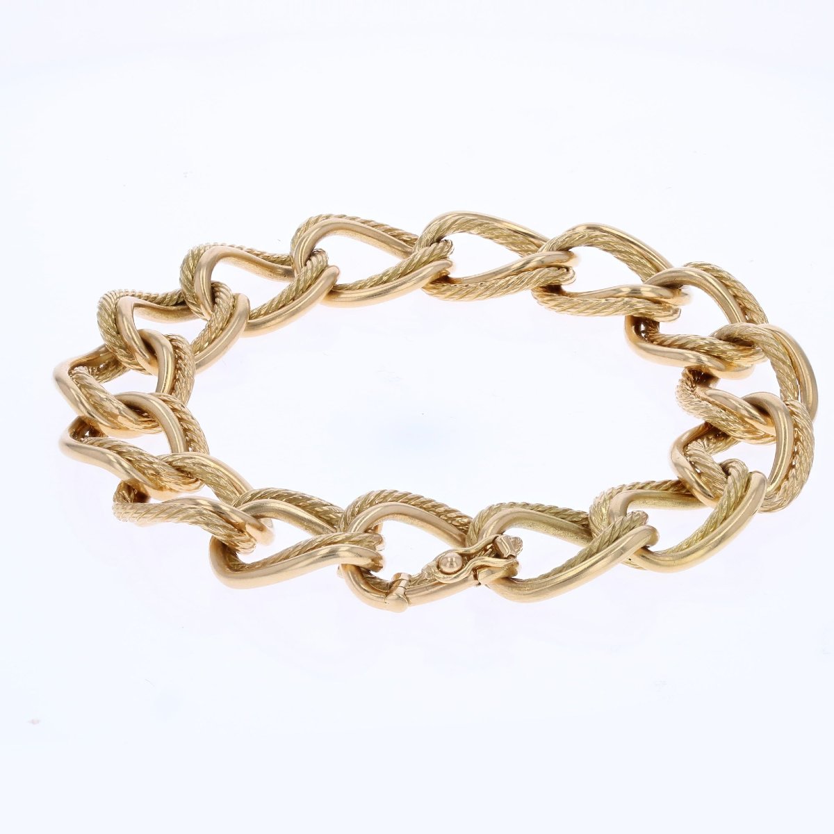 Double Curb Chain Bracelet In Yellow Gold-photo-1