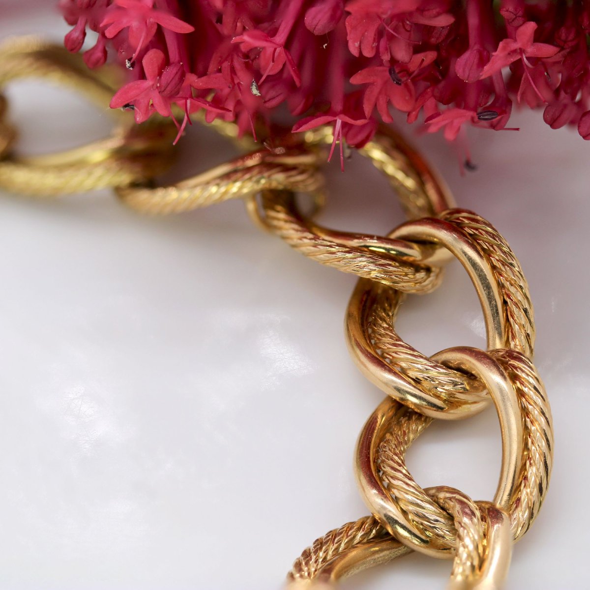 Double Curb Chain Bracelet In Yellow Gold-photo-2