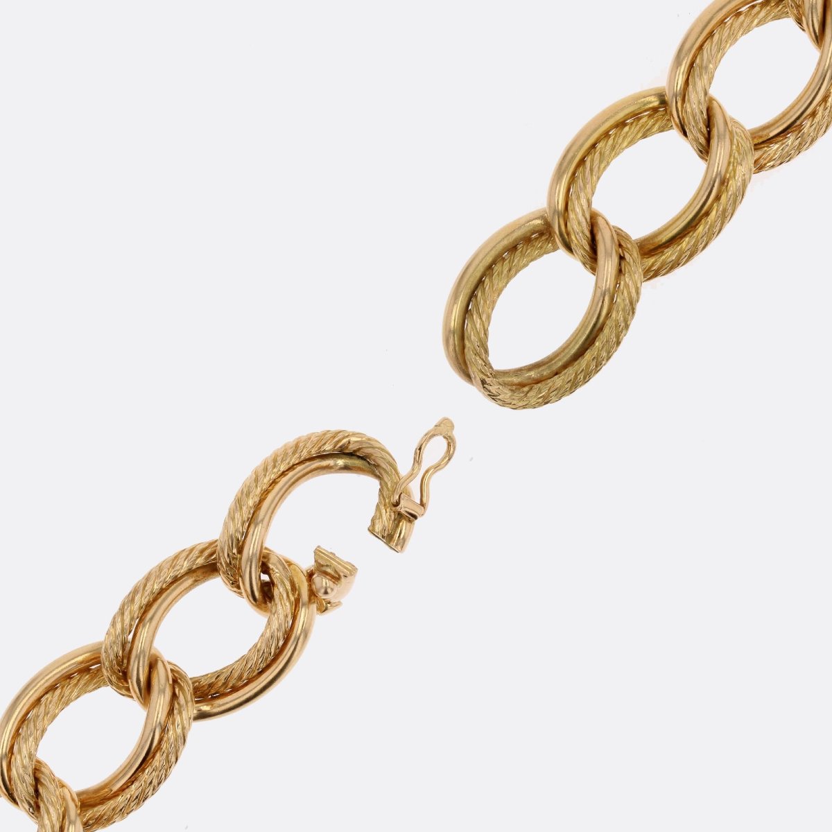 Double Curb Chain Bracelet In Yellow Gold-photo-4