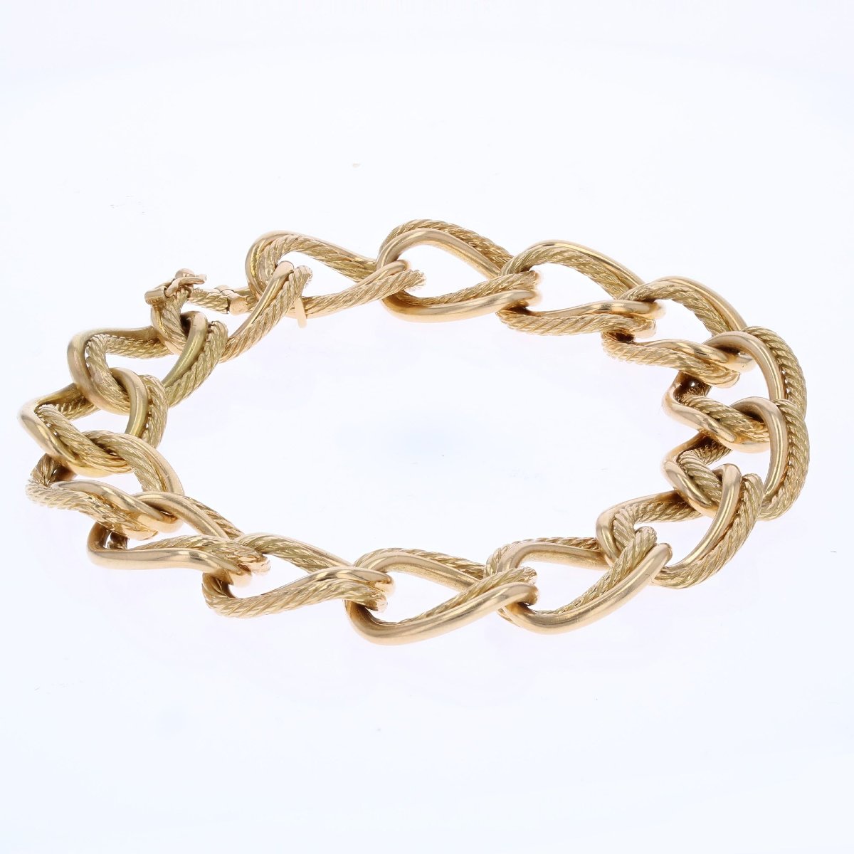 Double Curb Chain Bracelet In Yellow Gold-photo-5