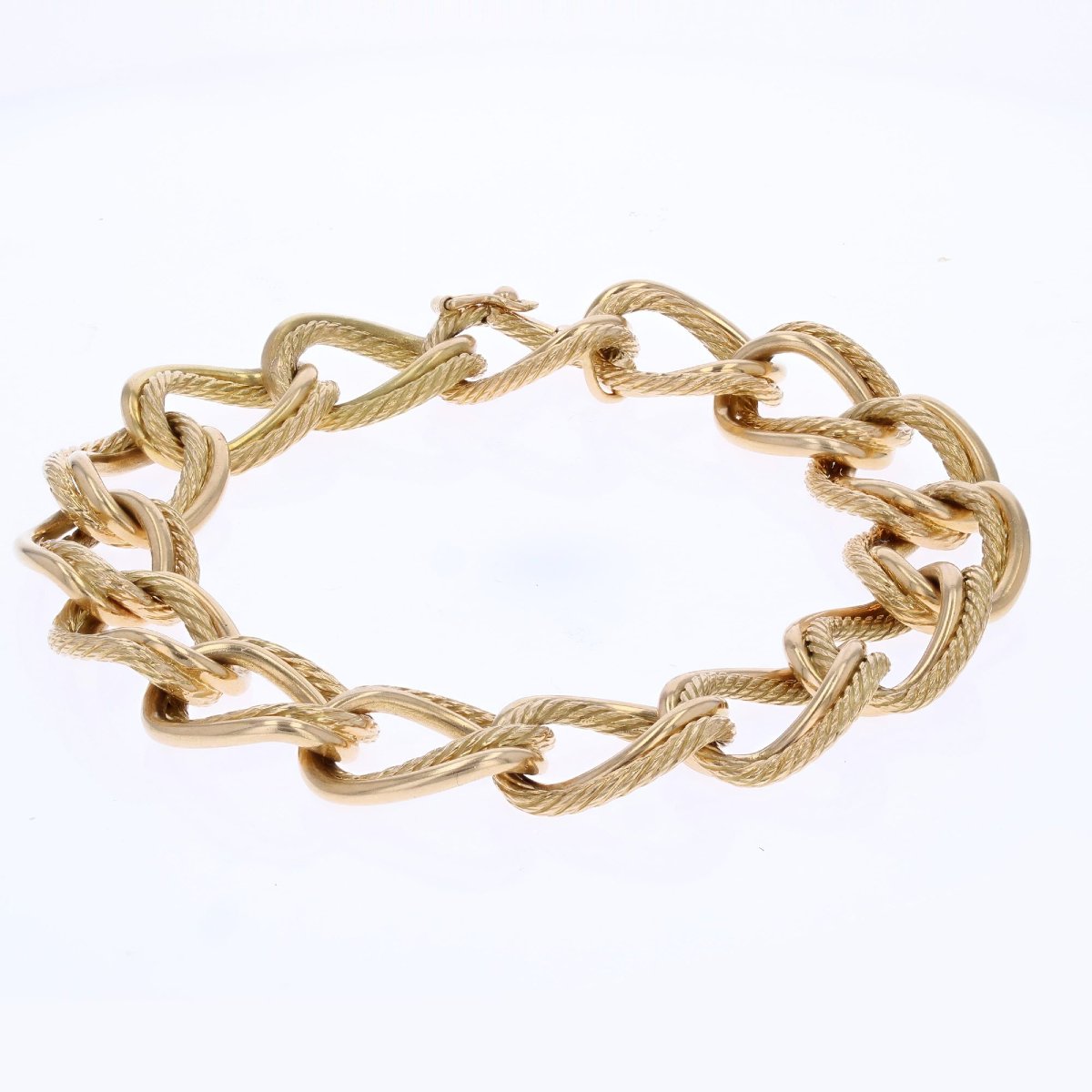Double Curb Chain Bracelet In Yellow Gold-photo-6